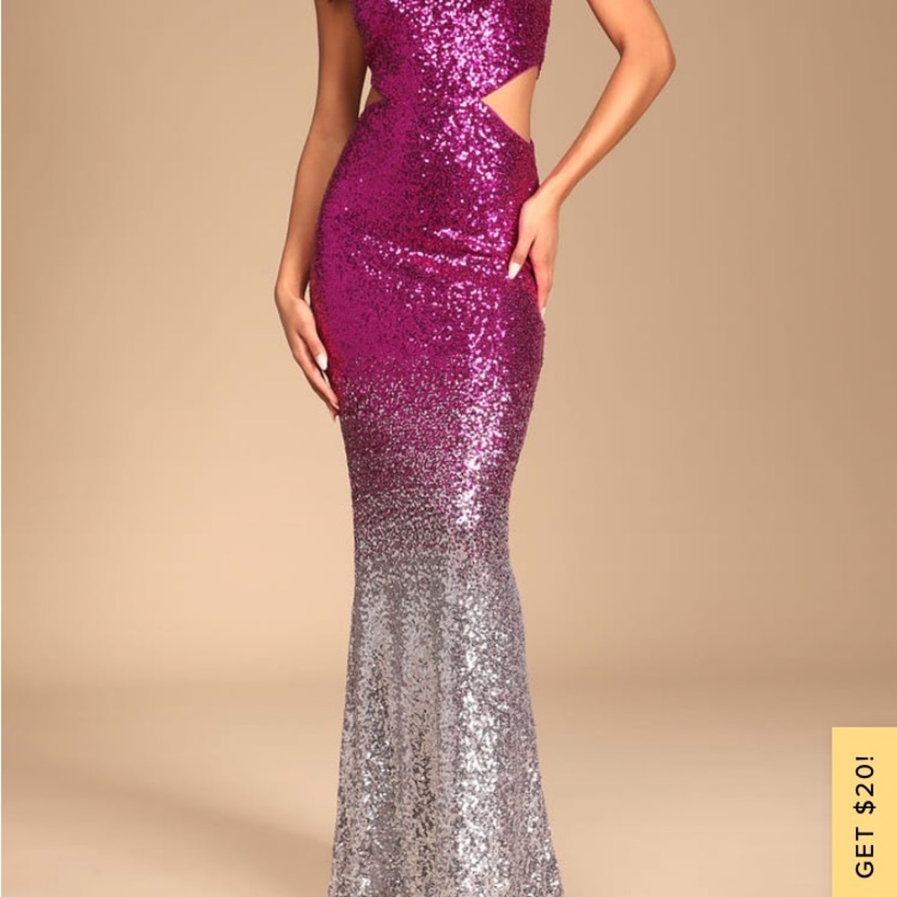 OMBRE PINK & SILVER PROM DRESS ( LULUS )